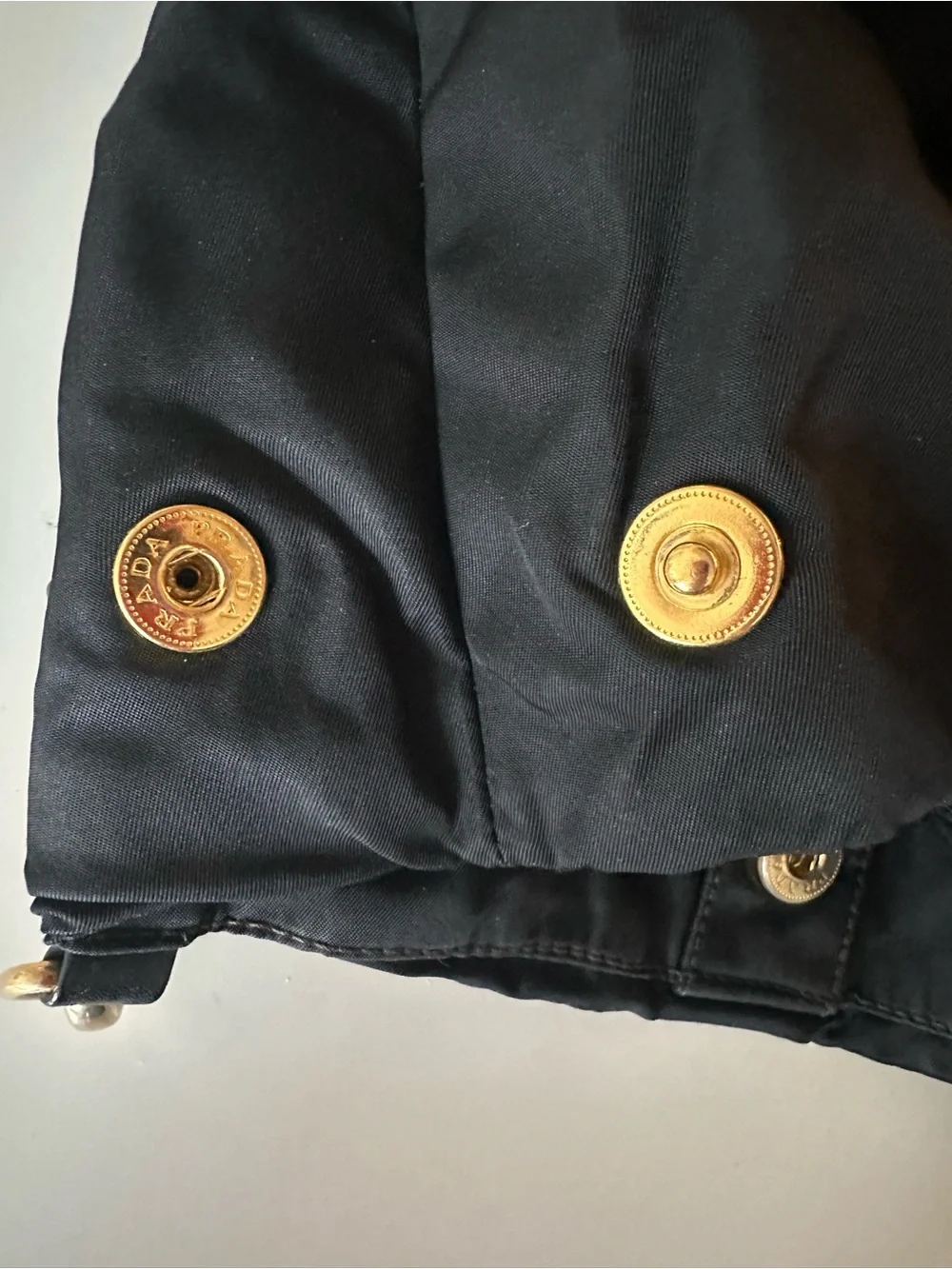 Prada Black Nylon Tessuto Shoulder Bag Satchel Gold Hardware